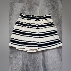 H&M Striped Knit Shorts in Black & Cream